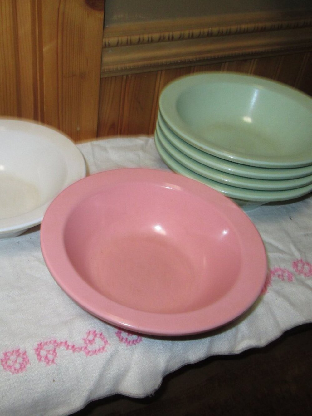 vtg Boonton 6 soup cereal bowls 6 3/4 Melamine USA pastels